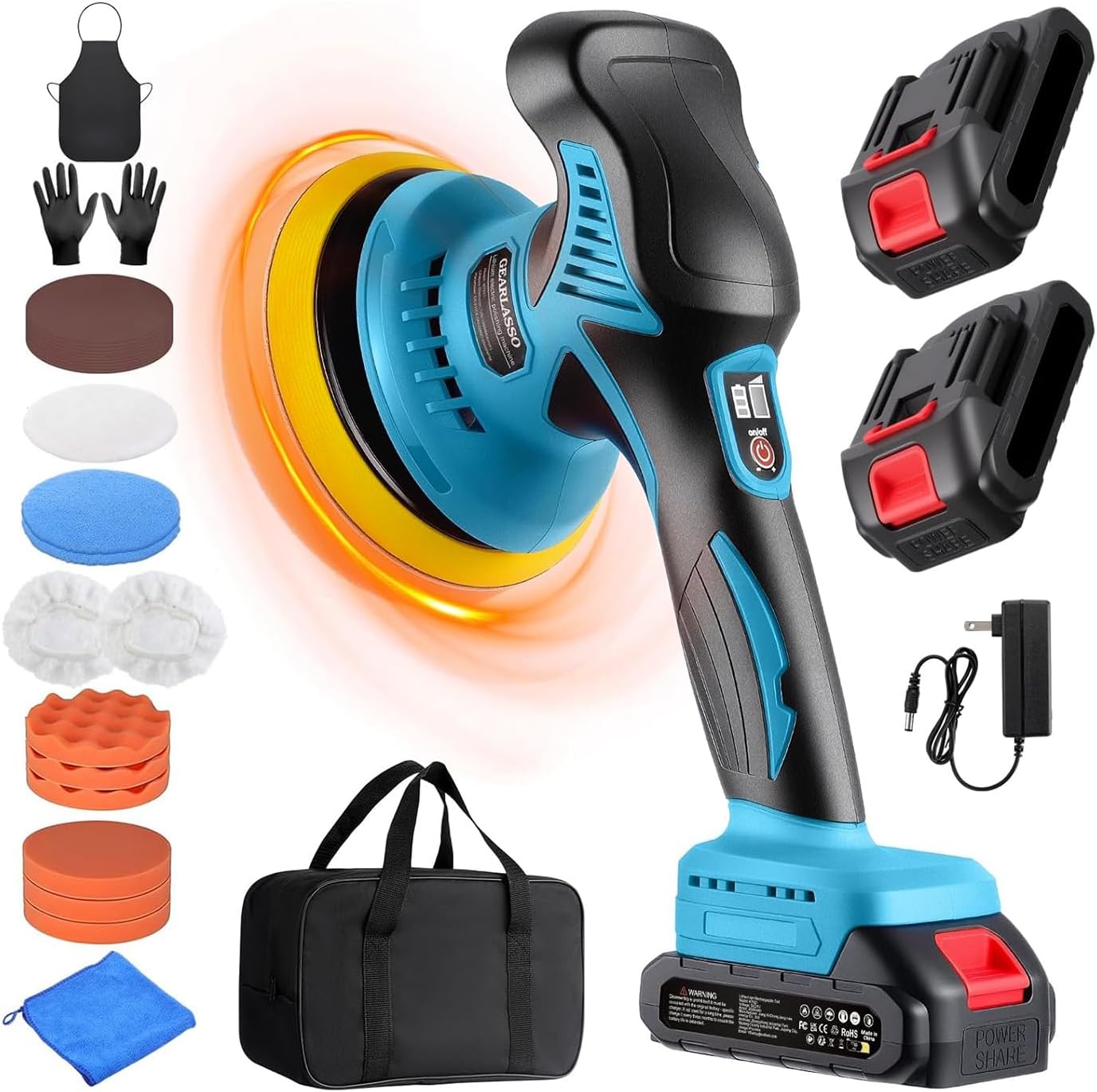 GEARLASSO Car Buffer Polisher: Powerful 8-Speed Detailing Tool