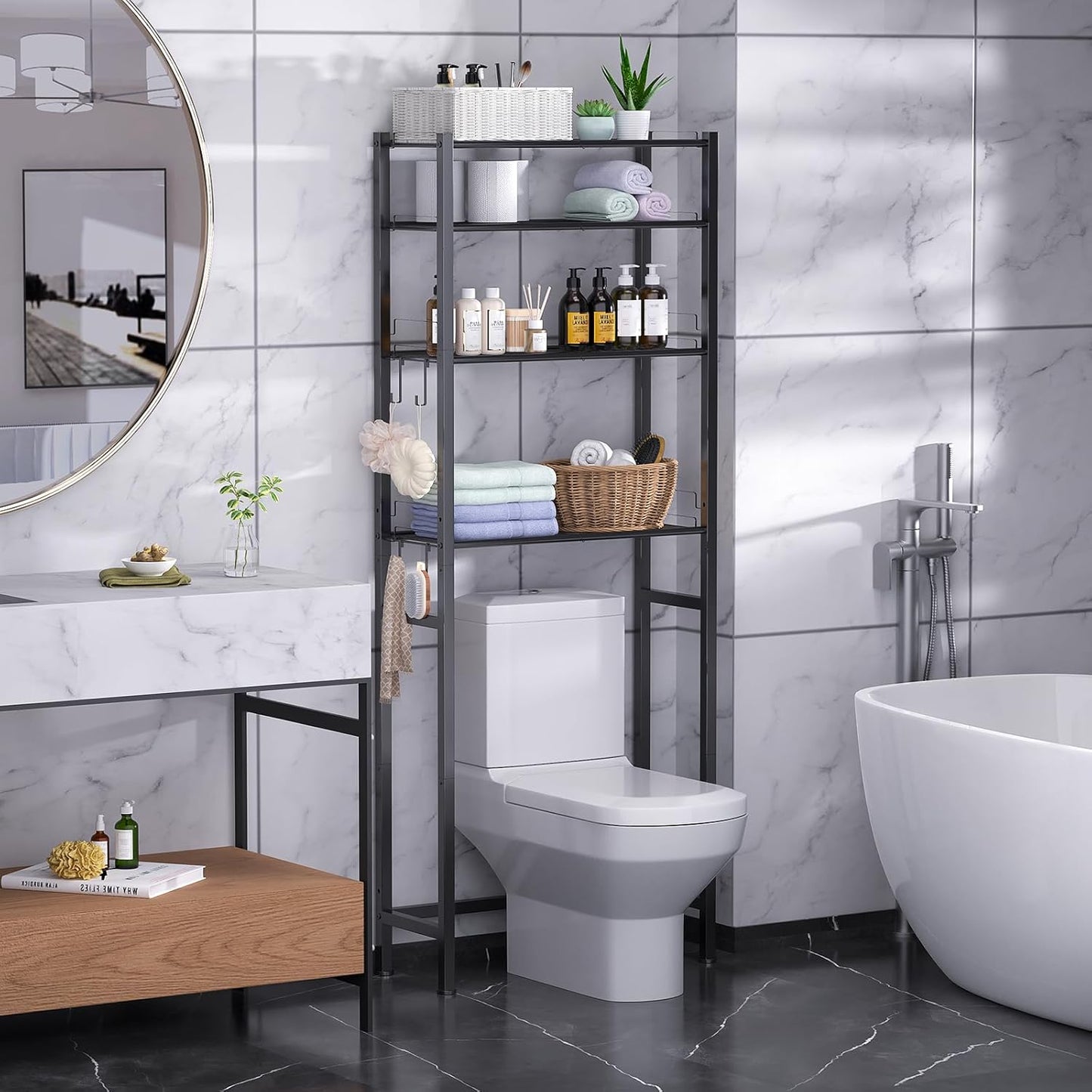 4 Tier Over The Toilet Storage Rack for Bathroom Organization