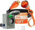 10 FT 30 Amp Generator Cord and Inlet Box Kit - Safe House Hookup