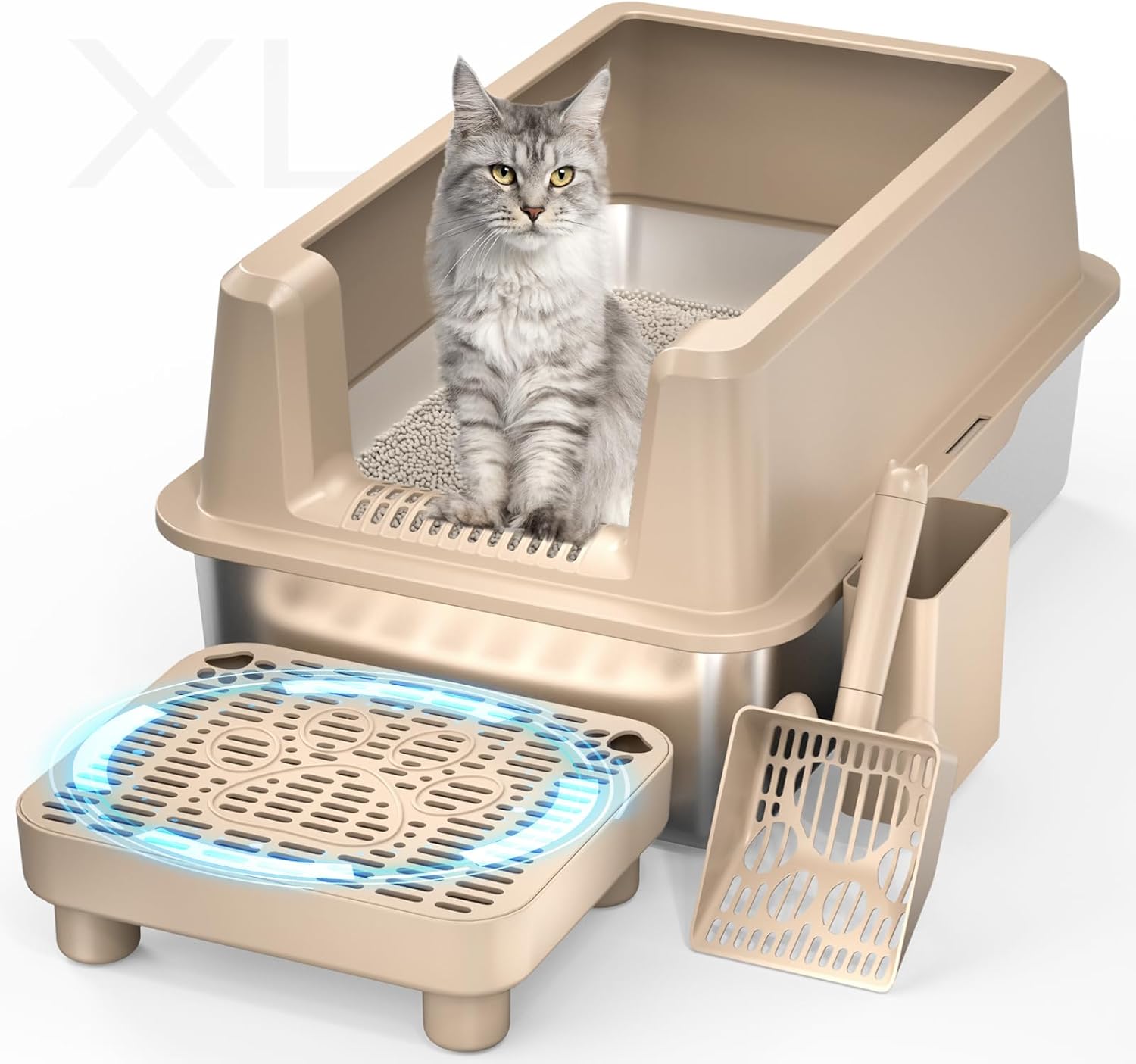 Enclosed Stainless Steel Cat Litter Box by perehome