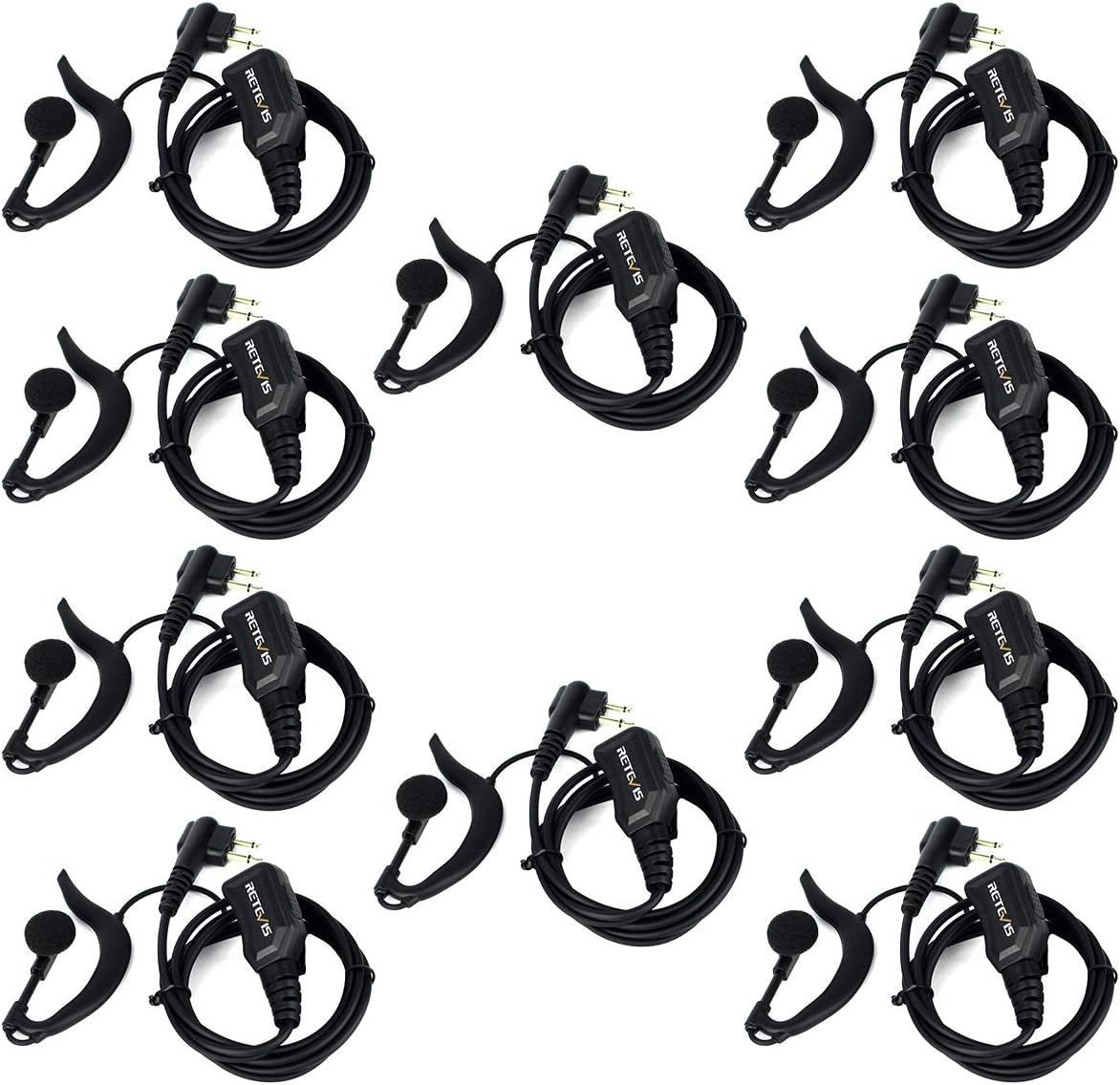 Retevis CP185 Earpiece for Motorola Walkie Talkies - 10 Pack