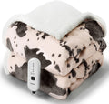 Cow Print Heated Throw Blanket Electric Throw - Cozy Fast Heat