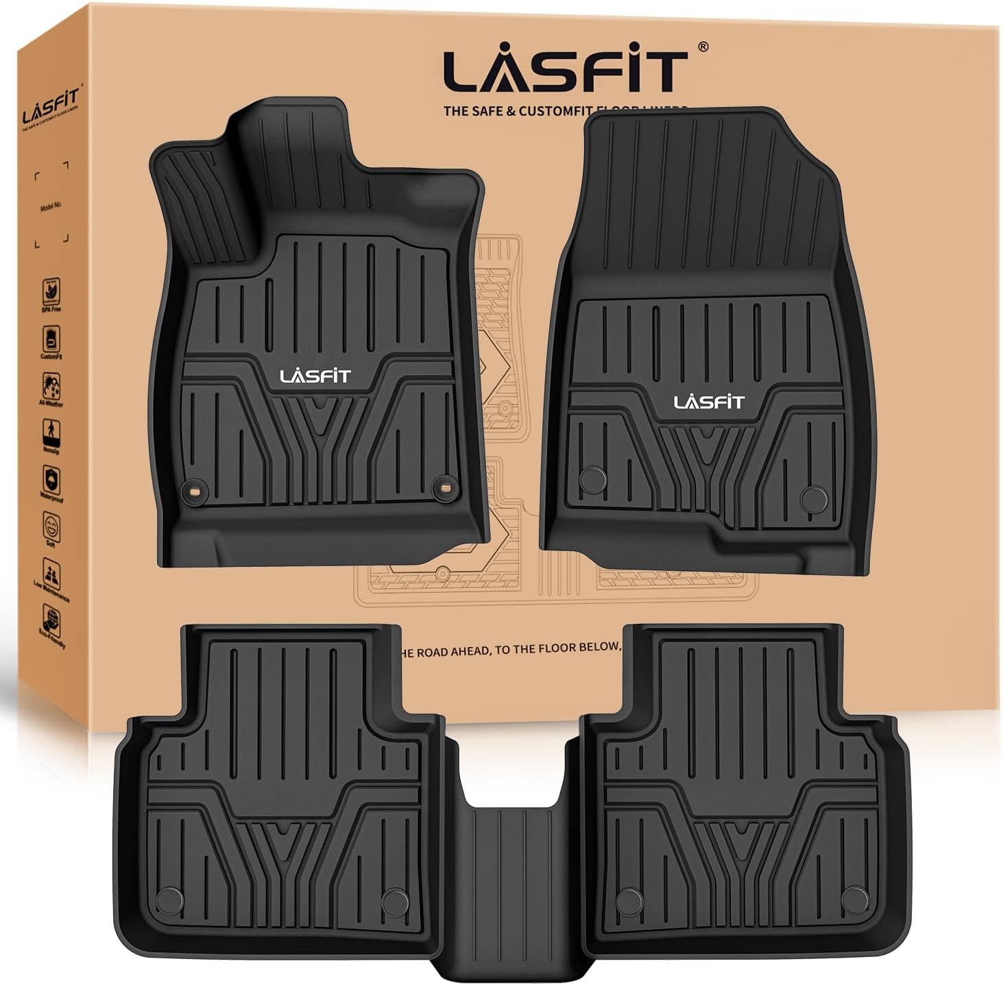 LASFIT Floor Mats for Honda Accord 2018-2022, All Weather TPE