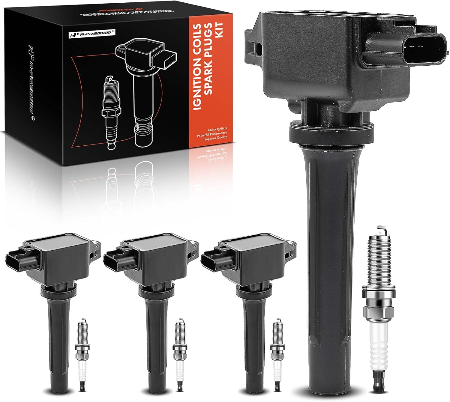 A-Premium Ignition Coil Pack and Iridium Spark Plugs Set
