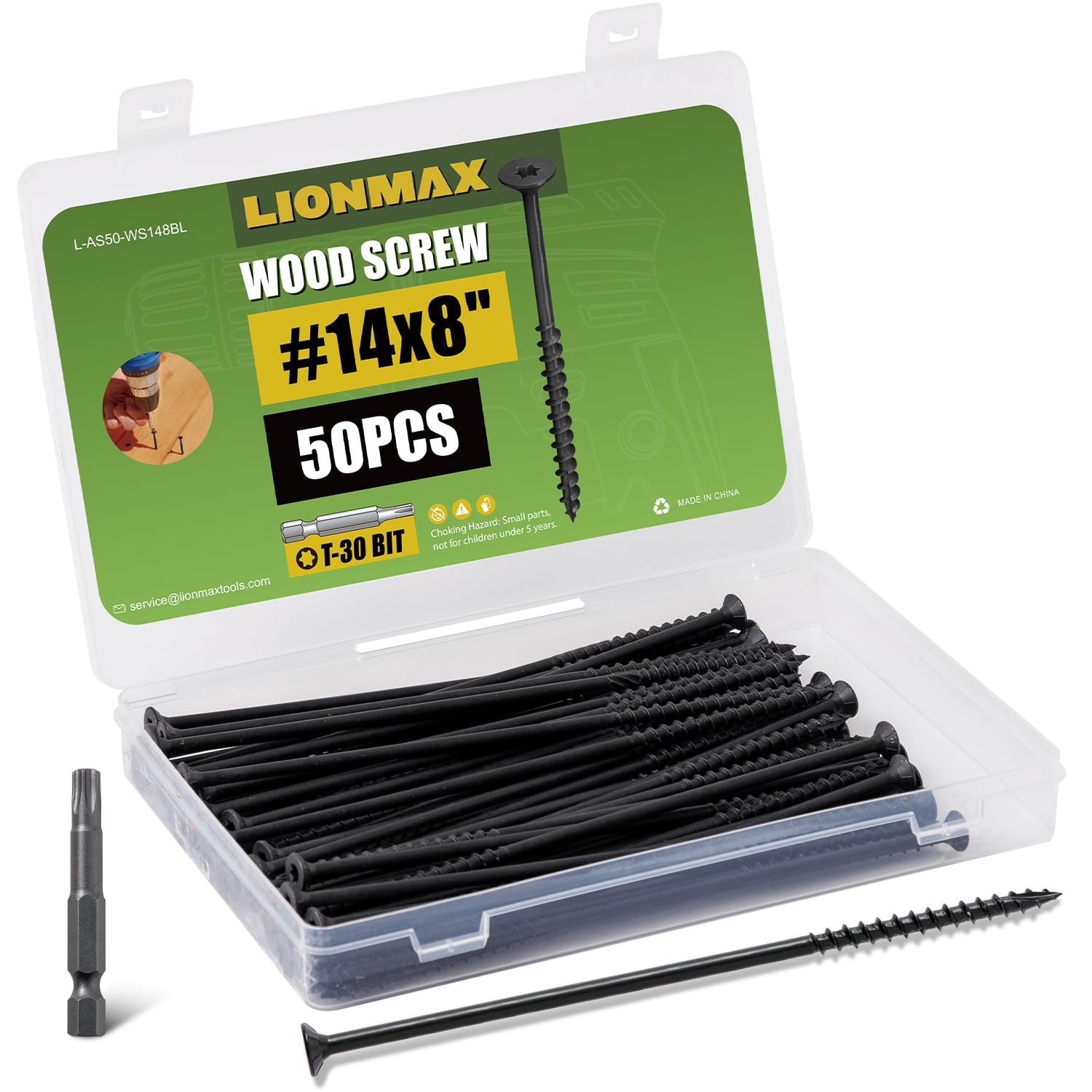 LIONMAX Deck Screws #14 x 8 Inch for Outdoor Decking Projects