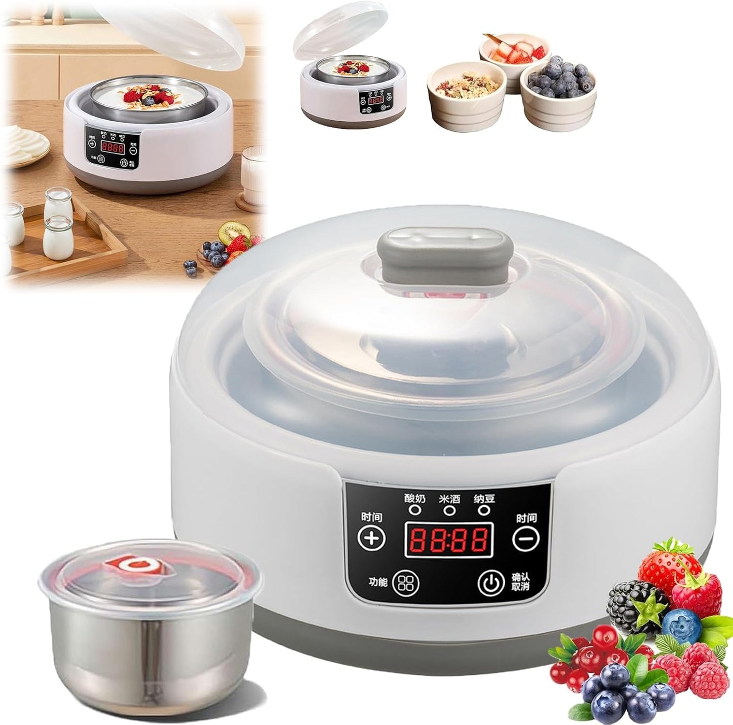 36-Hour Probiotic Yogurt Maker with LCD Display