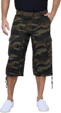 X RAY Men's Belted Long Cargo Shorts - Durable Cotton Below Knee High