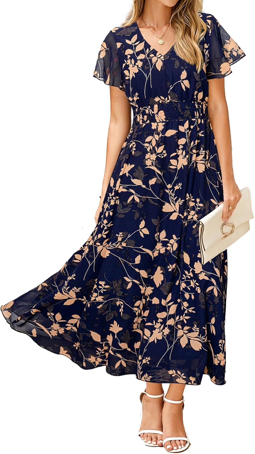 Simplee Womens Floral Maxi Dress for Summer Weddings and More