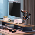 Walnut Monitor Stand for Desk 44 in - Dual Monitor Shelf