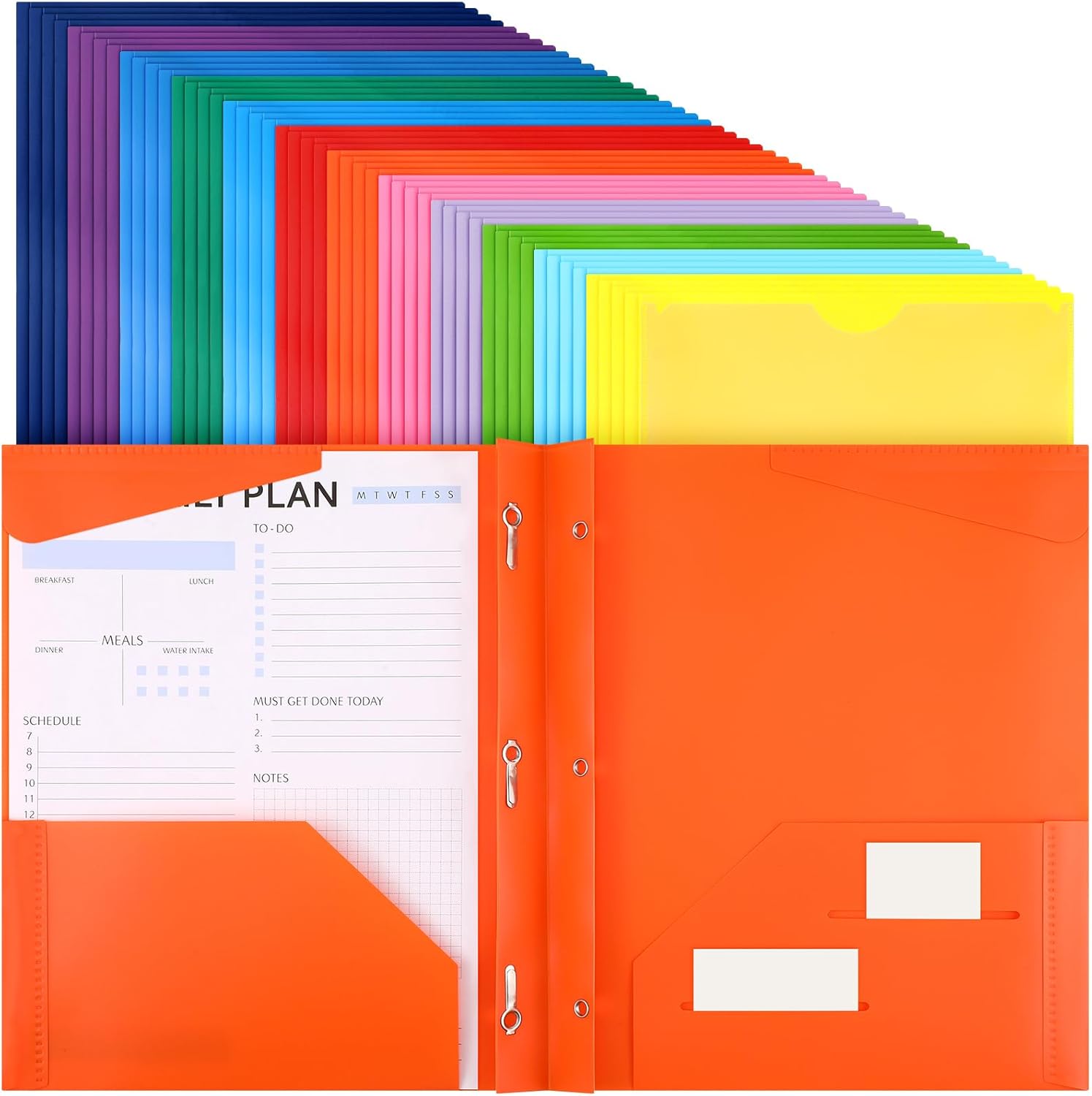 Tenceur 48 Pack Heavy Duty Plastic Folders for Organizing Papers