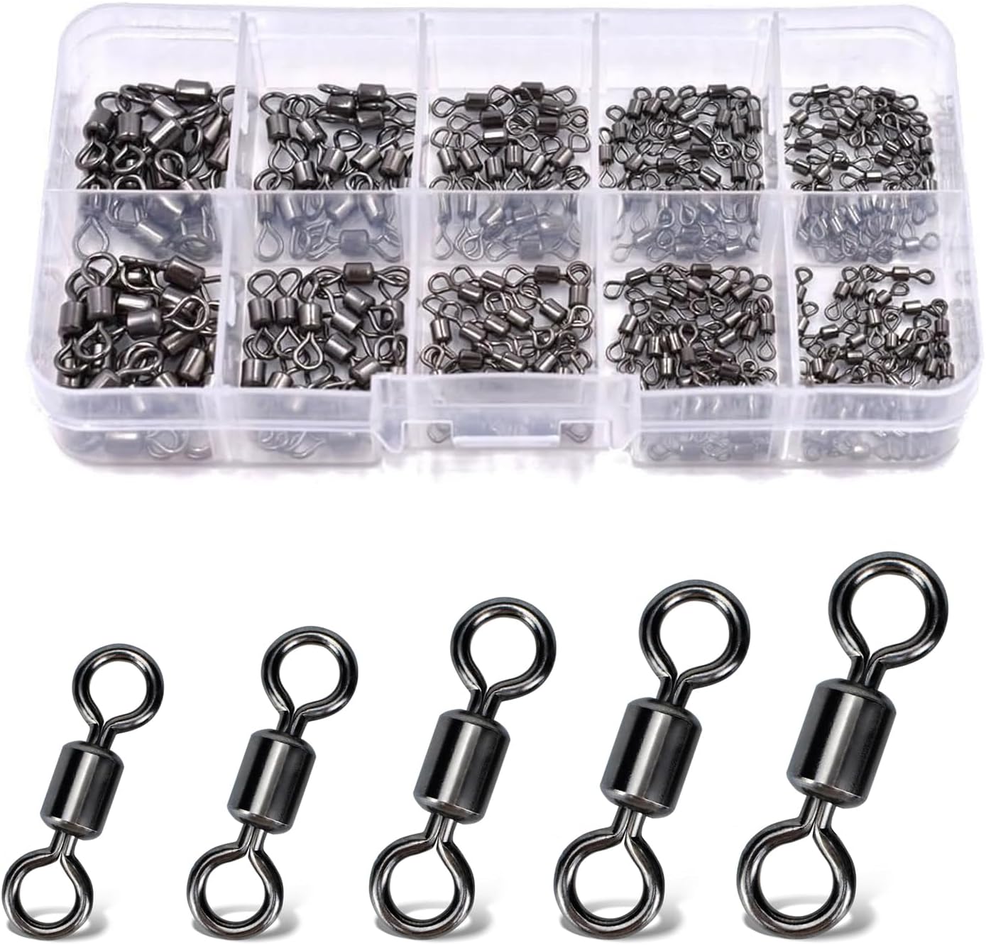 260pcs Stainless Steel Fishing Swivels - Smooth Rolling Action