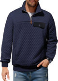 Men's Quilted Stand Collar Quarter-Zip Sweatshirt - Warm Casual