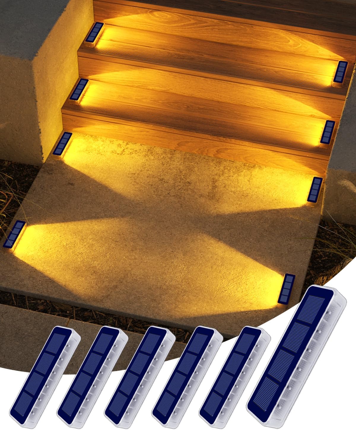 Solar Step Lights for Outside - Waterproof Warm White Deck Light