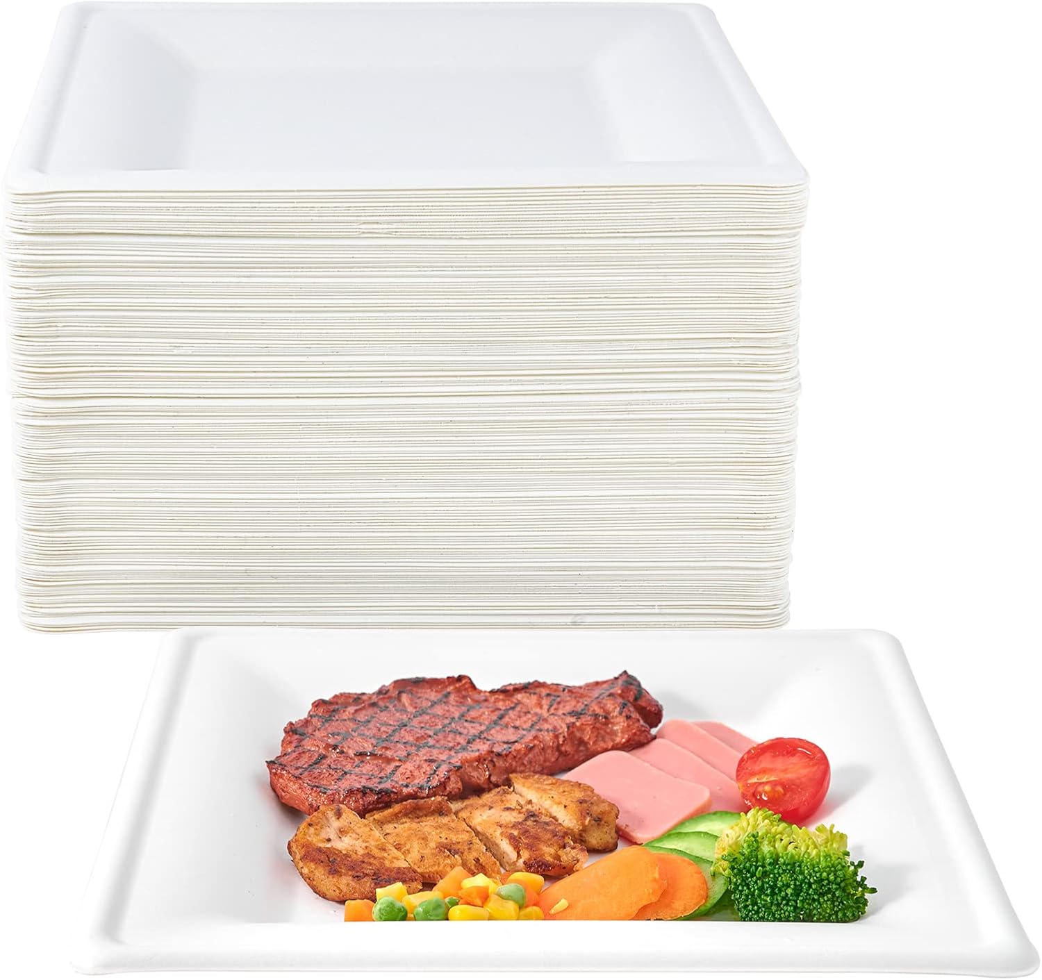 Compostable Square Paper Plates - Eco-Friendly 10 inch Set