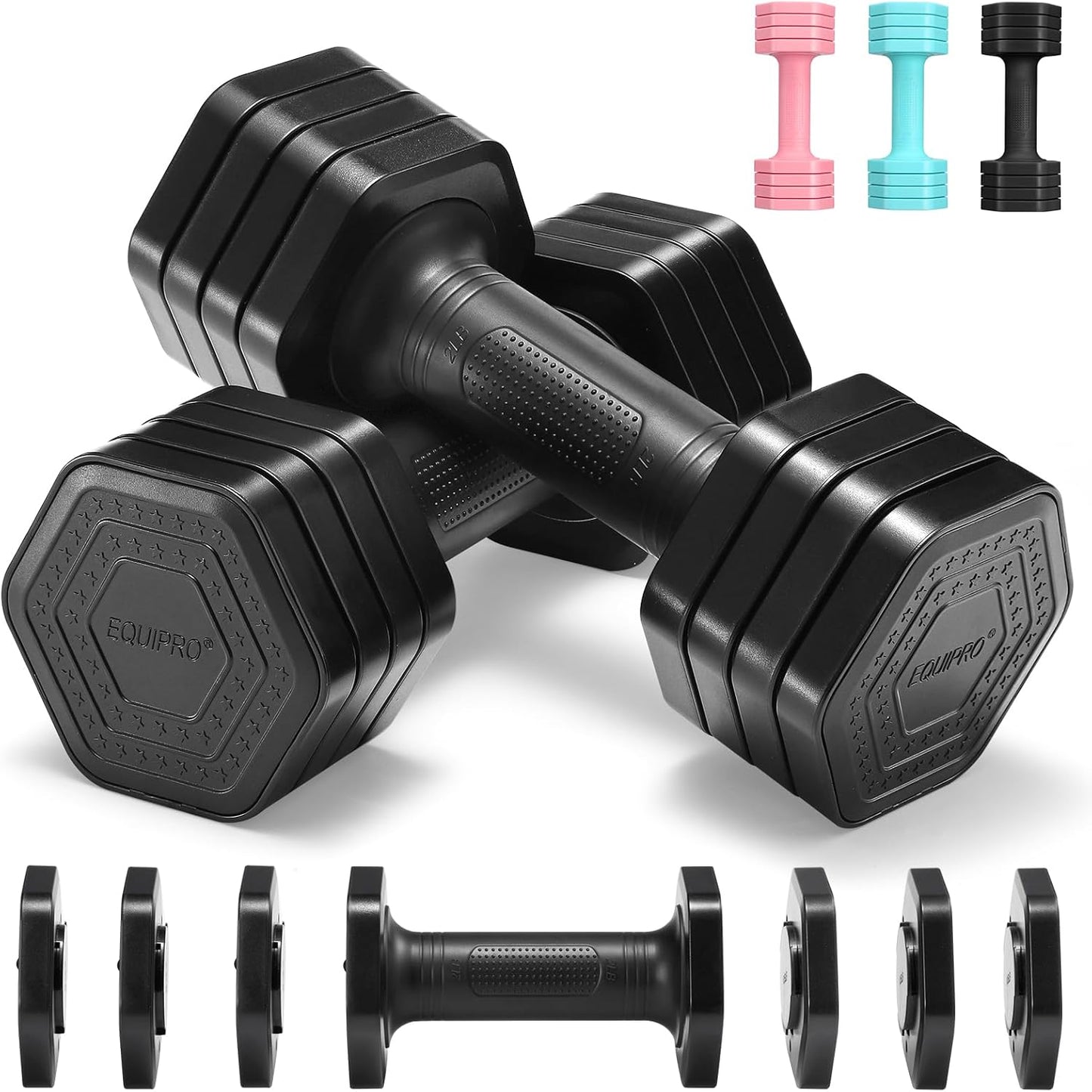 Adjustable Dumbbell Set for Women - 4 in 1 Weights at Home