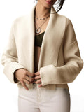 Womens Cropped Cardigan Open Front Shawl Sweater Jacket - Fall Staple