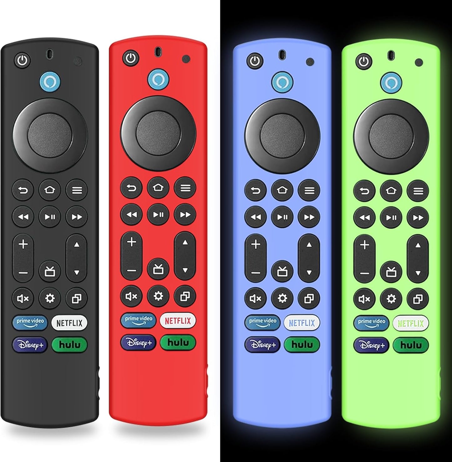 4-Pack Silicone Remote Covers - Enhanced with Glow in The Dark & Lanyard