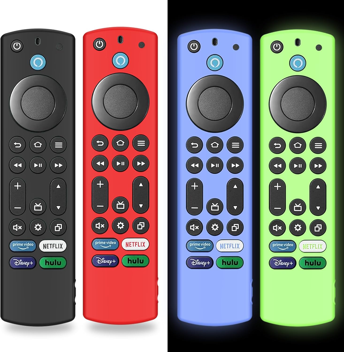 4-Pack Silicone Remote Covers - Enhanced with Glow in The Dark & Lanyard