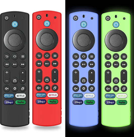 4-Pack Silicone Remote Covers - Enhanced with Glow in The Dark & Lanyard