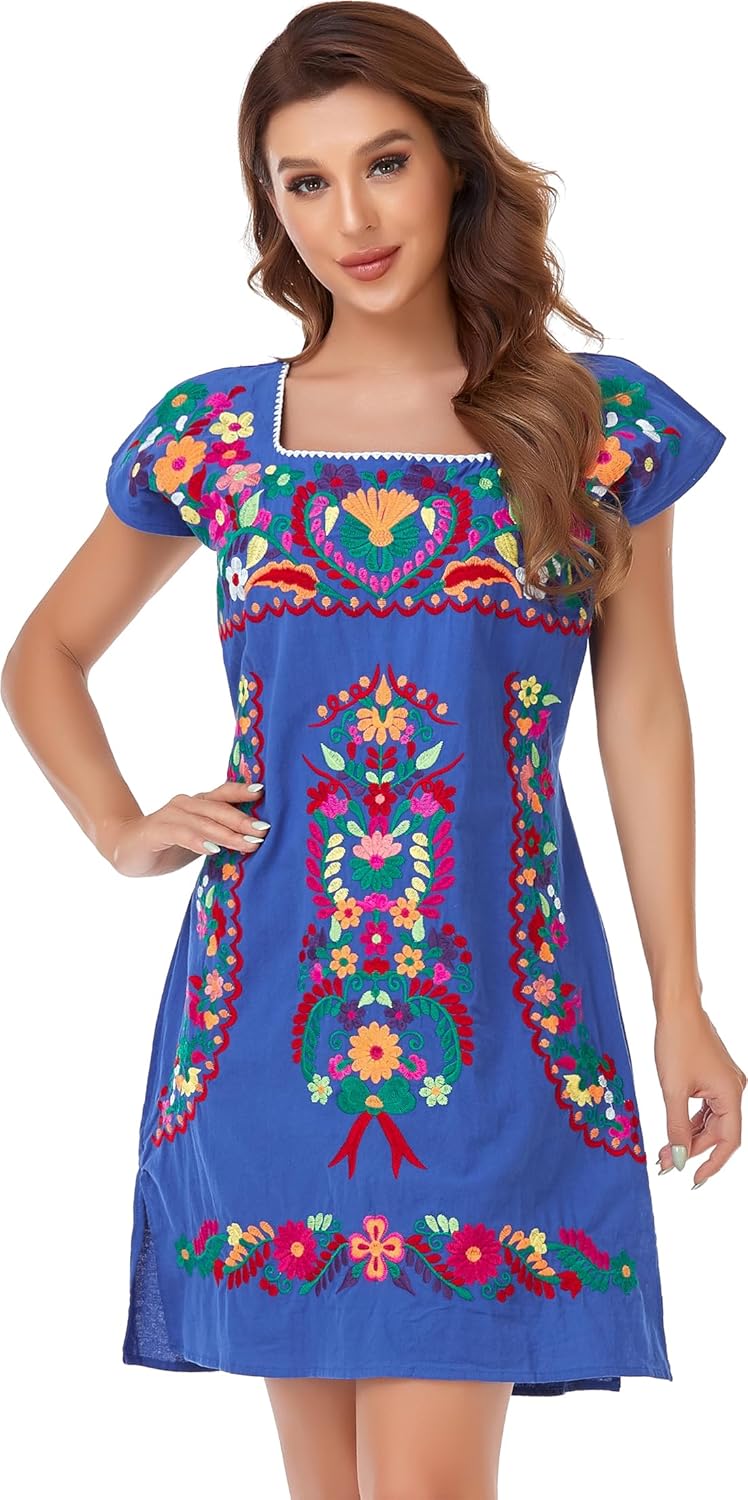 YZXDORWJ Women Mexican Embroidered Dress for Summer Fun