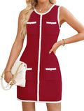 ZESICA Women's 2025 Sleeveless Mini Dress - Slim Color Block