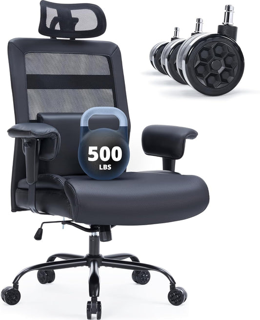 500lbs Big & Tall Office Chair with Lumbar Massage Support by Sunchen
