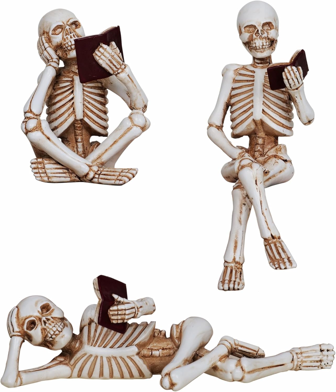 3 Pieces Halloween Skeleton Statue for Home Decor and Parties