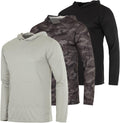 Mens Mesh Long Sleeve Athletic Pullover Hoodie 3 Pack - UPF 50 Real
