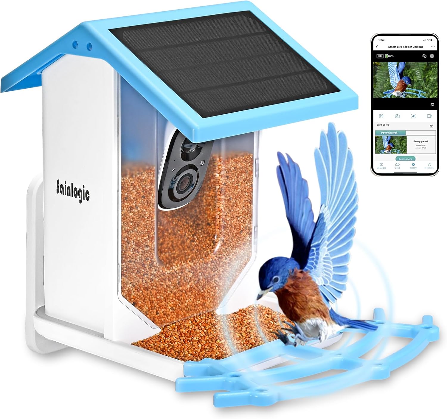 Sainlogic Smart Bird Feeder: 1080p Video, Solar Powered