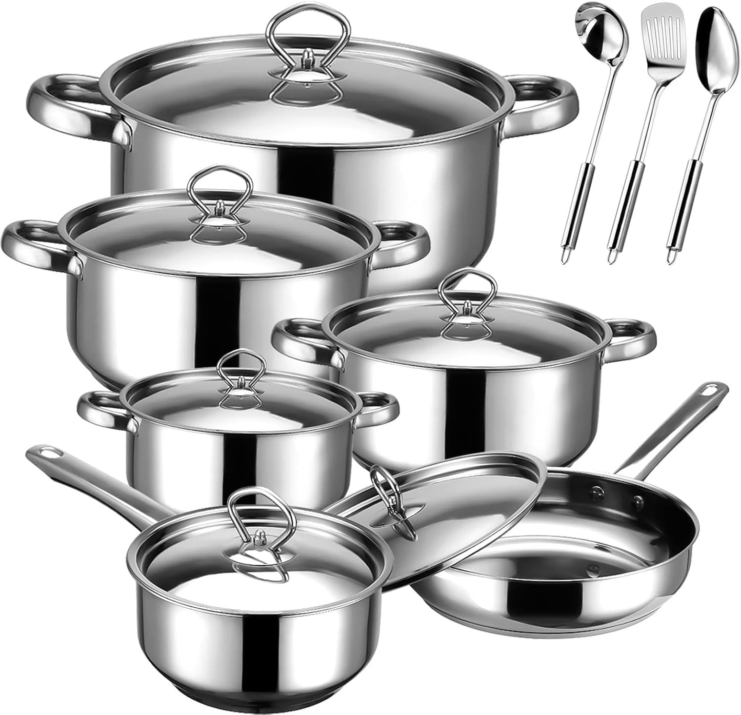 15 Piece Stainless Steel Cookware Set for Efficient Cooking