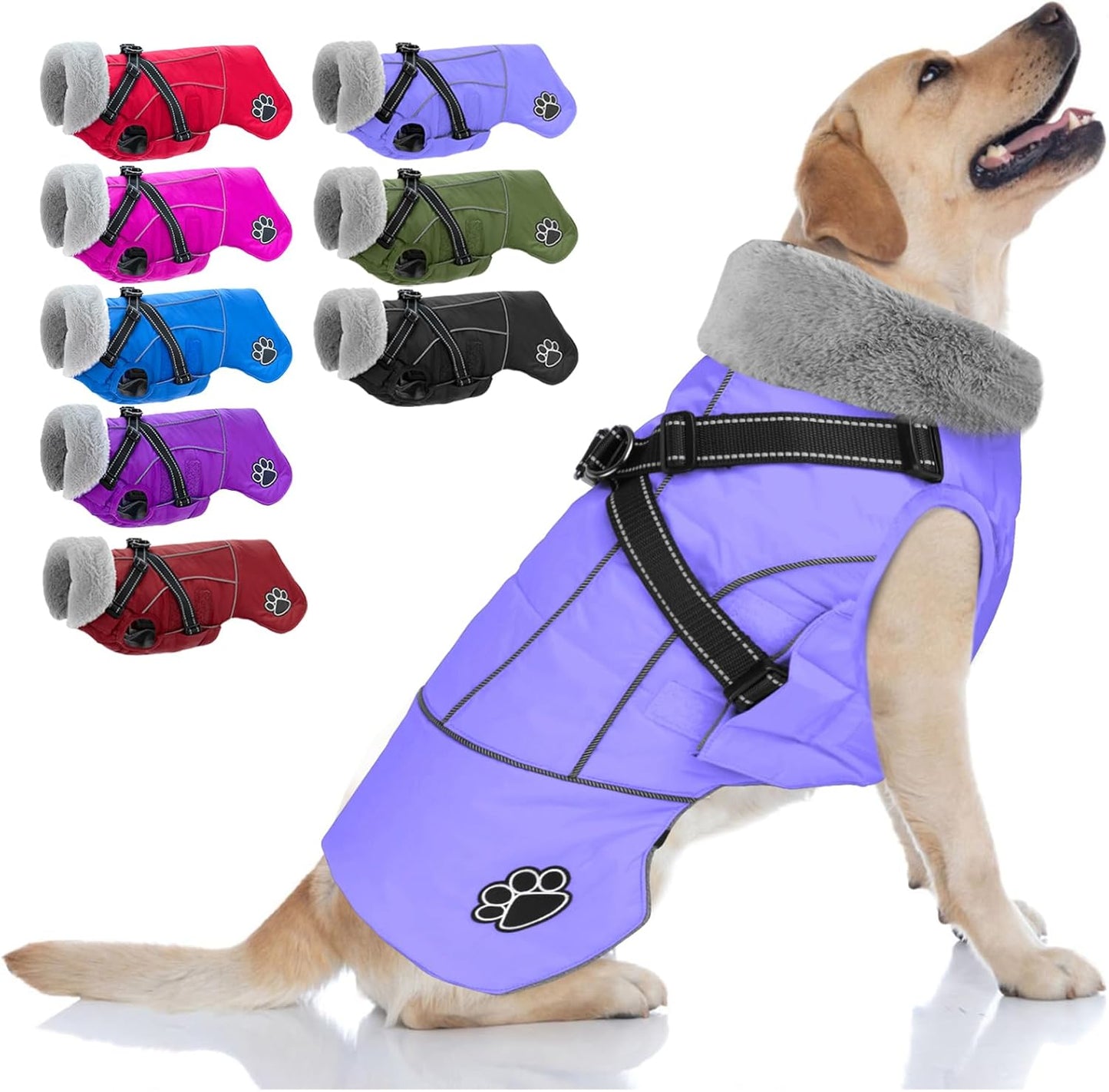 Doglay Dog Coat with Harness: Reflective Warm Jacket for Dogs