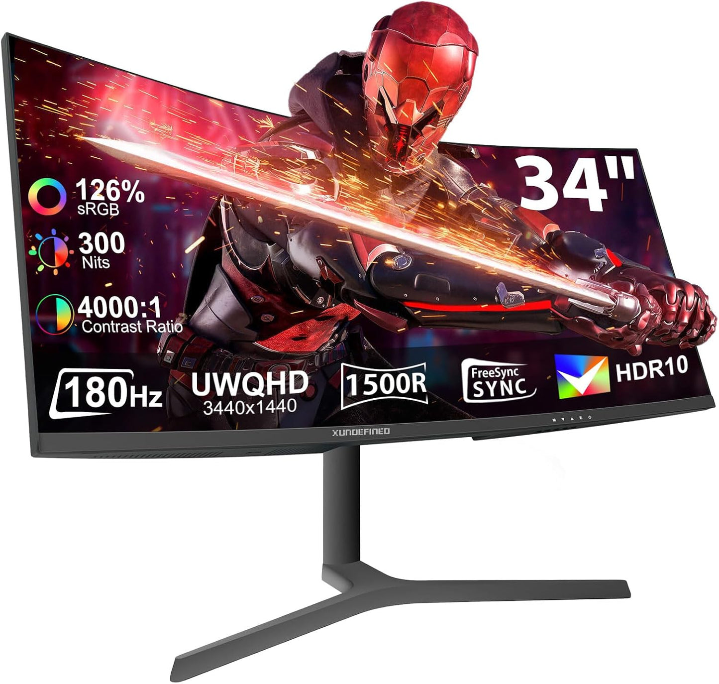 34 Inch Curved Monitor with 180Hz Refresh Rate for Gaming