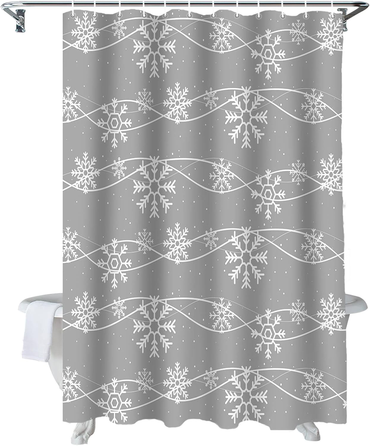 LooPoP Snowflake Christmas Shower Curtain Set