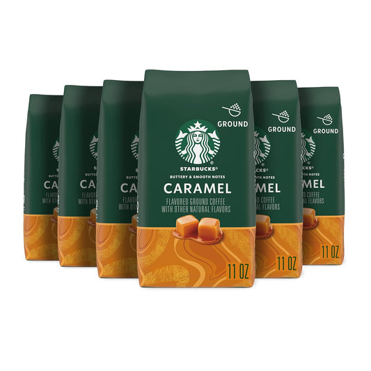 Starbucks Ground Caramel Flavored Coffee, 100% Arabica, 6 Bags