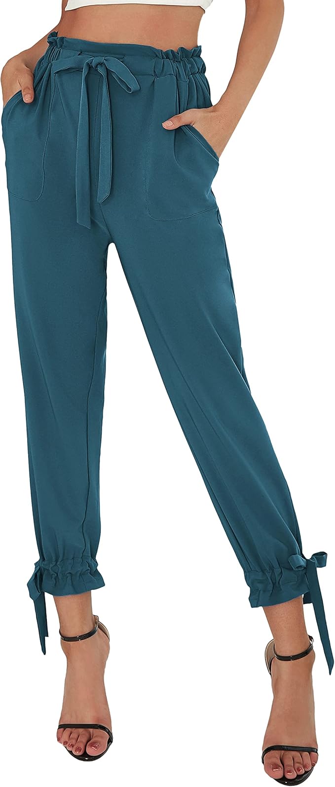 GRACE KARIN Womens Casual Pants with Self Tie Bow-Knot Design