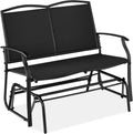 2-Person Patio Swing Glider Loveseat - Black Steel Frame, 440 lb