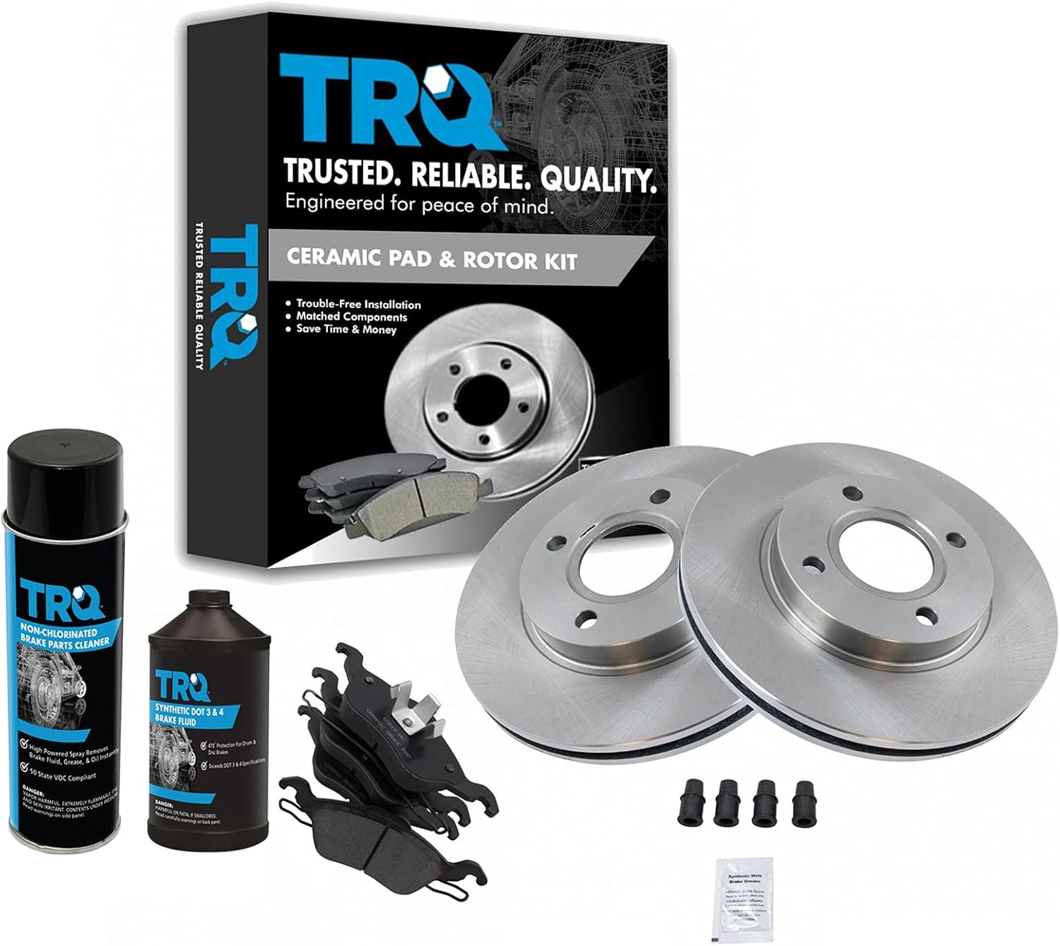 TRQ Front Brake Pad & Rotor Kit for 2000-2004 Ford Focus
