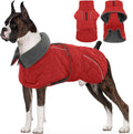 Kuoser Extra Warm Windproof Dog Cold Weather Coat - Fleece Lined Red L