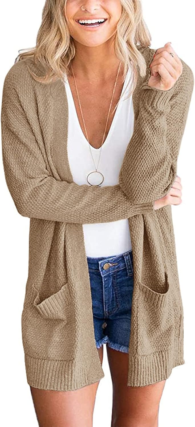 Cozy Women's Long Sleeve Cardigan Sweater with Pockets