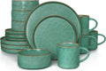 HaWare 16-Piece Stoneware Dinnerware Set - Reactive Green, Chip