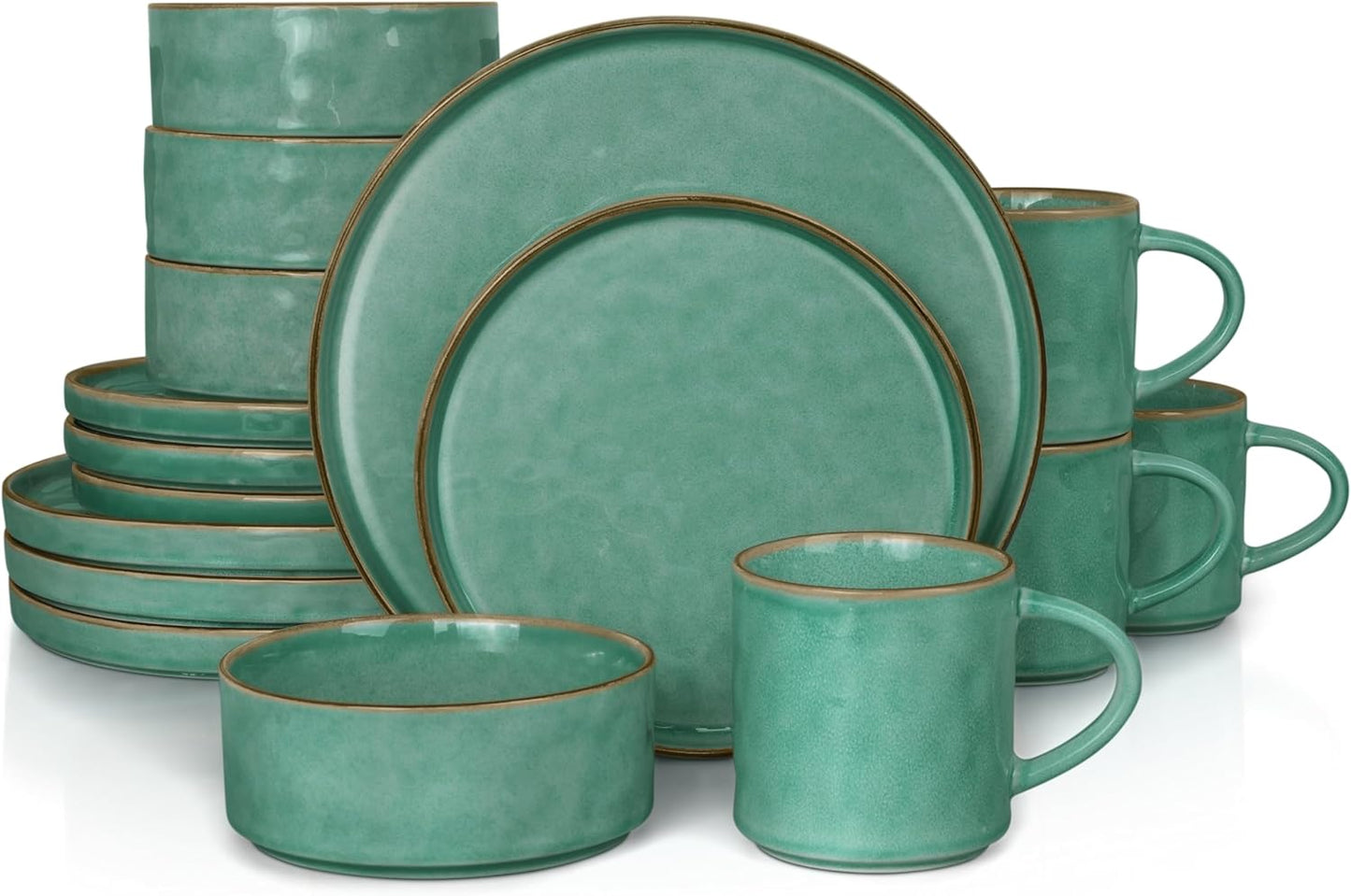 HaWare 16-Piece Dinnerware Set - Elegant Stoneware Plates & Bowls