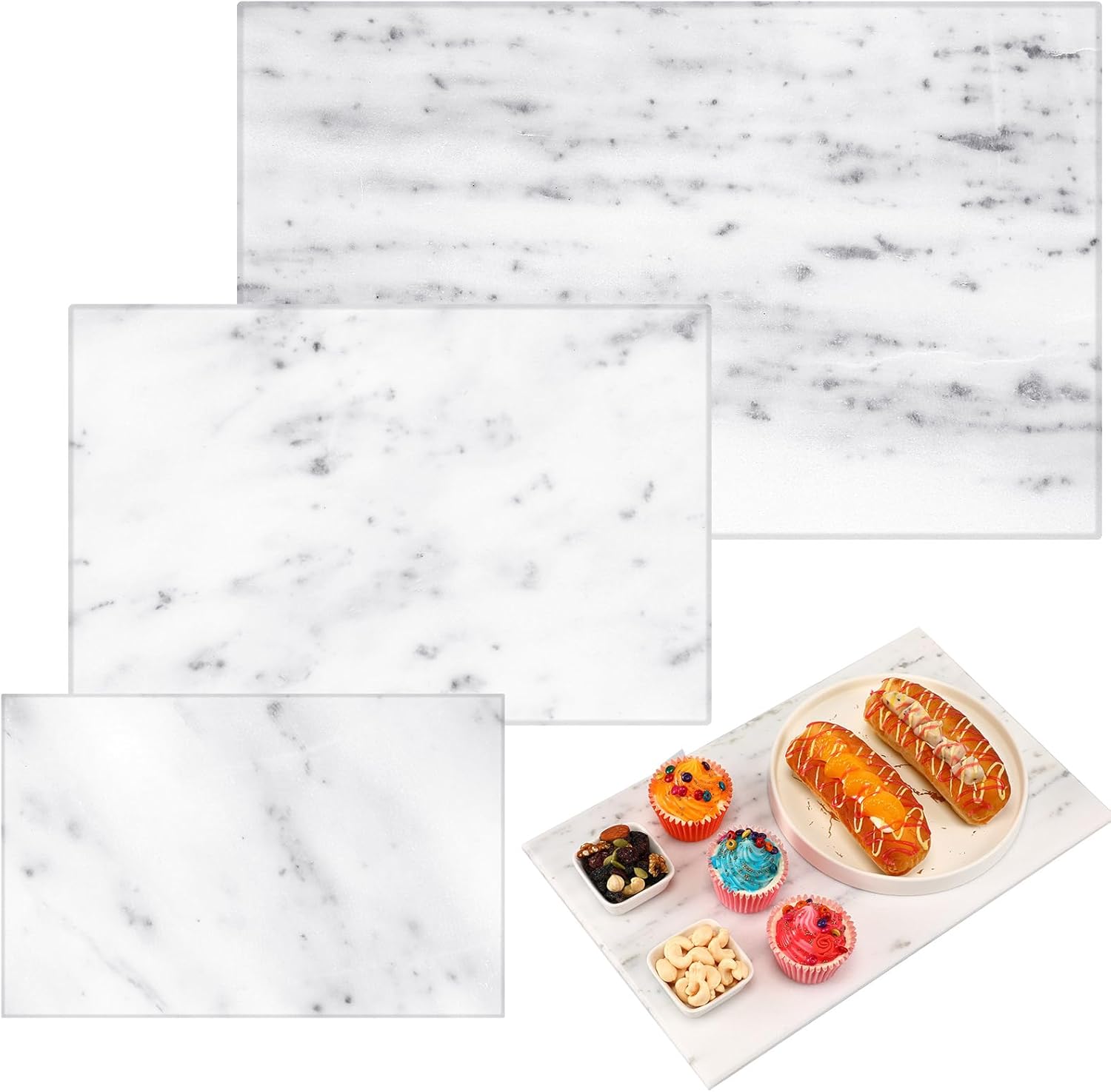 Hushee Marble Board Set for Kitchen - Elegant Serving Trays