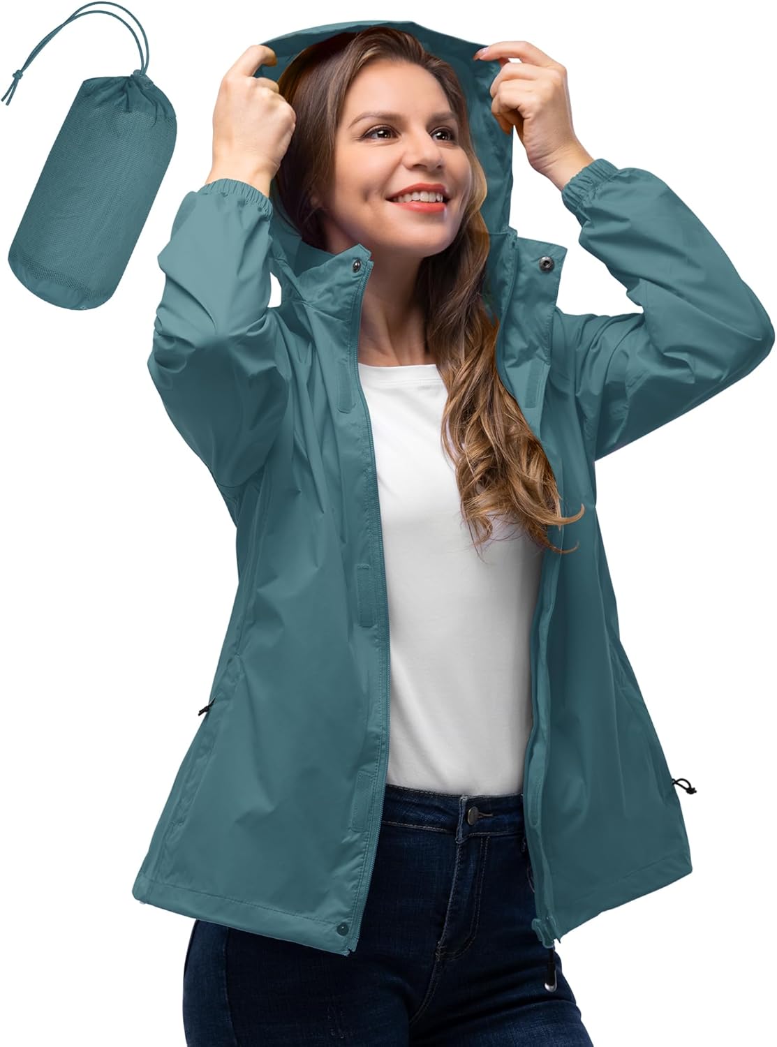 33,000ft Women's Rain Jacket Waterproof Lightweight Packable