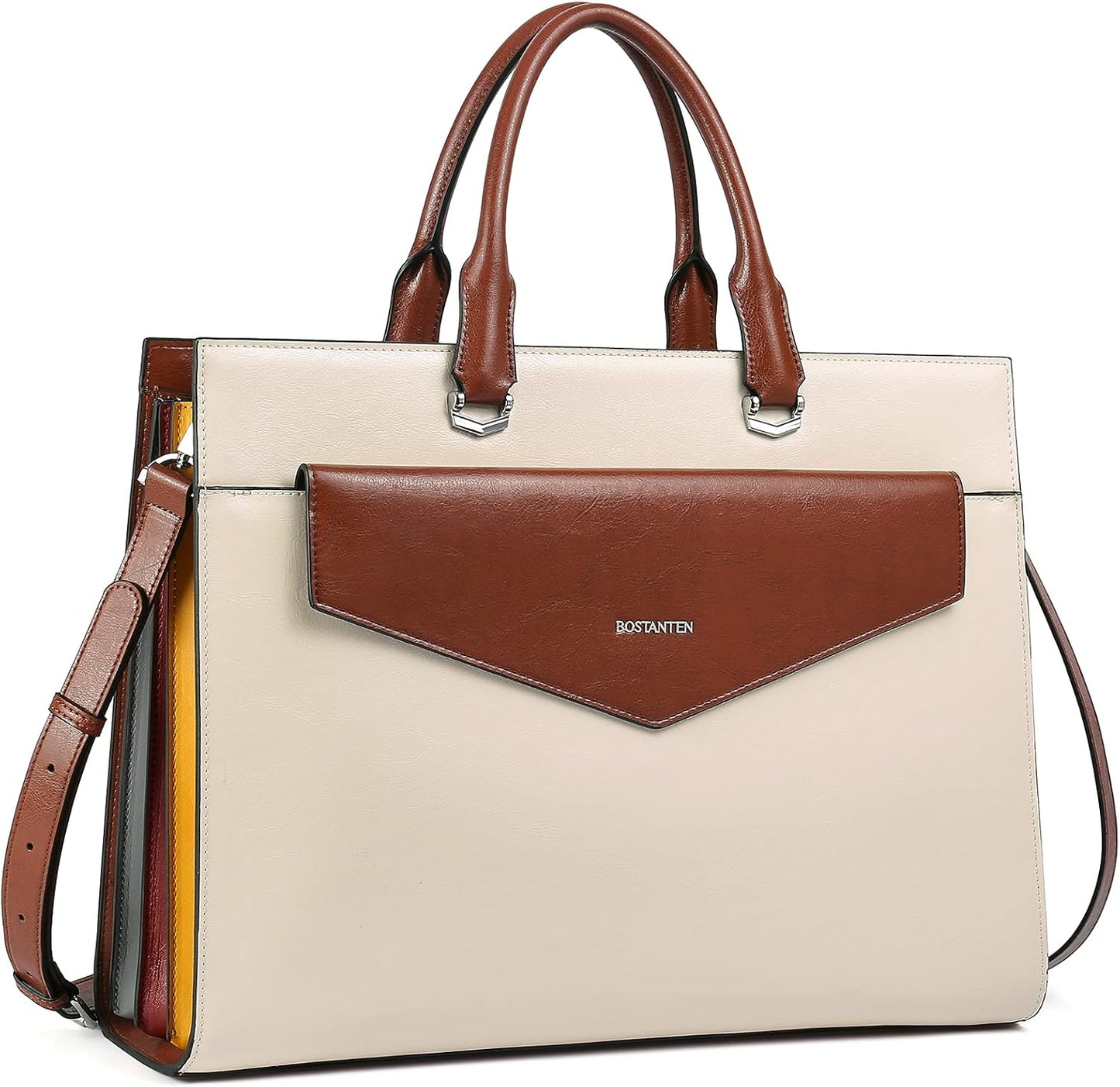 BOSTANTEN Briefcase for Women Laptop Tote 15.6 Inch Leather Bag