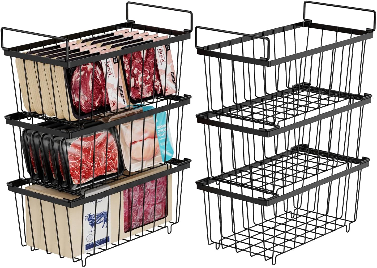 iSPECLE Deep Freezer Organizer Bins for 7 Cu.FT Chest Freezer