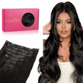 Seamless Clip In Hair Extensions 14in 7pcs Natural Black - Natural