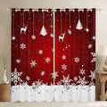Red Merry Christmas Curtains - Soft 30-50% Blackout, 2 Panels