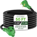 30 Amp 50 Foot RV Extension Cord - Heavy Duty 10/3 STW with LED