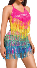 Sequin Fringe Romper Sparkly Metallic Jumpsuit - Backless Mini