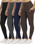 4 Pack Leggings with Pockets for Women - High Waist Tummy Control 3